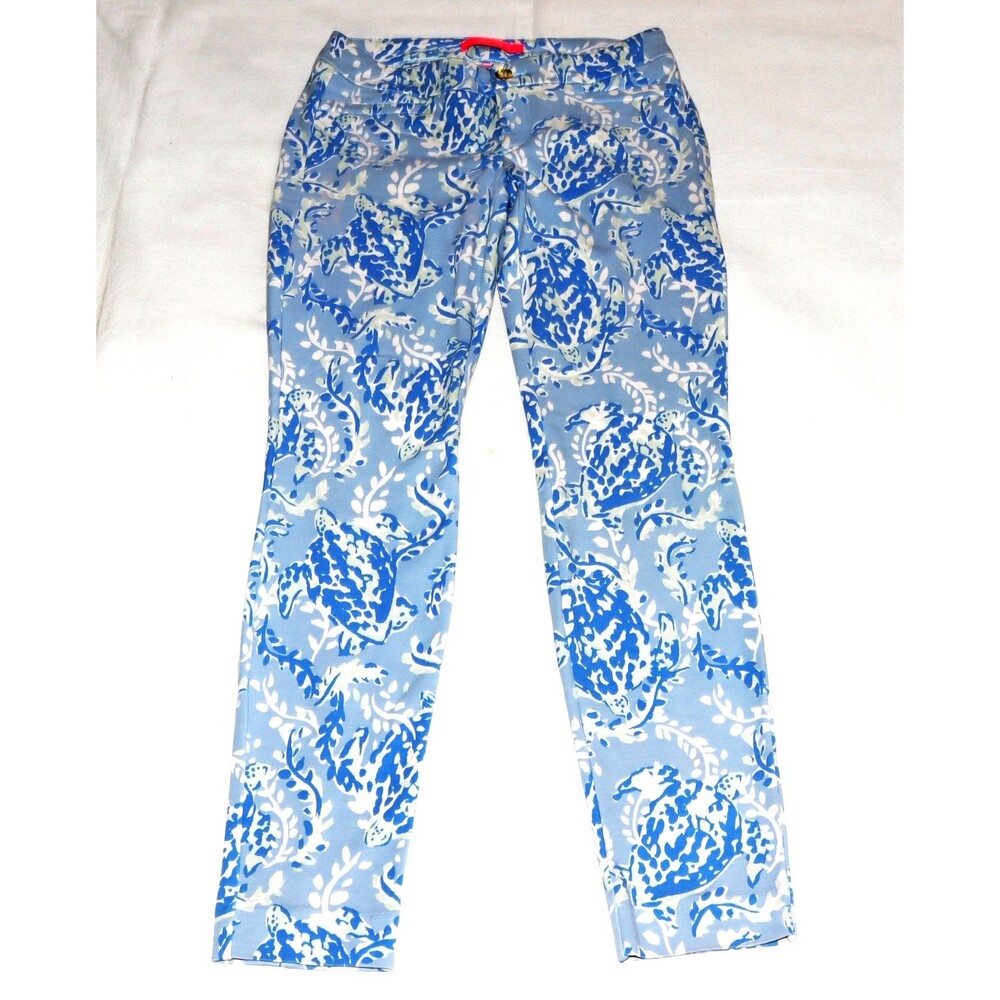 Lilly Pulitzer Kelly Knit Skinny Ankle Pants Turtley Awesome Blue Peri Size 2